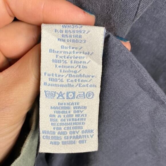 Blue Gray Linen Boden Retro Dress 8 - Picture 8 of 8